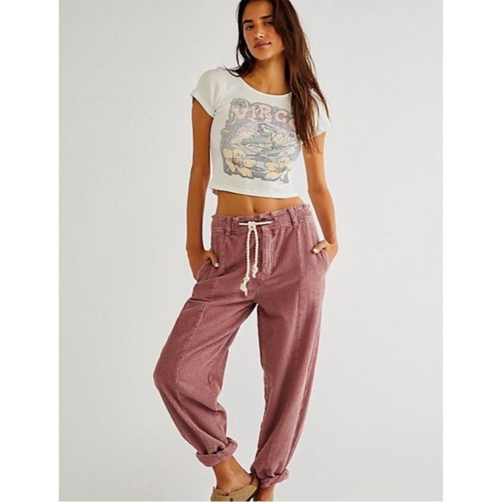 Free People Missing From Me Cord Barrel Pink Corduroy Drawstring Pants Bohemian